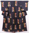 Photo1: 6206T05z630 Vintage Japanese Kimono Silk MEISEN KOMON  Black (1)