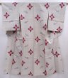 Photo1: 6206T06z350 Vintage Japanese Kimono Silk HITOE MEISEN KOMON  Light gray (1)