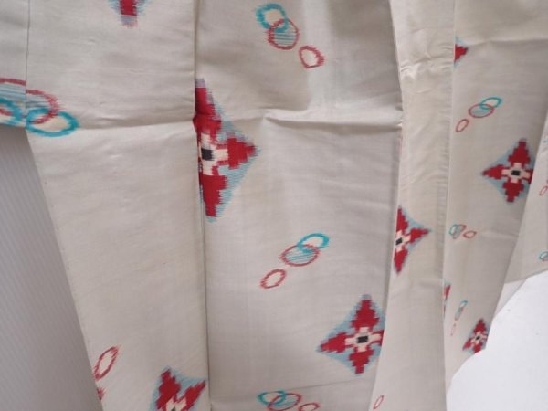Photo3: 6206T06z350 Vintage Japanese Kimono Silk HITOE MEISEN KOMON  Light gray (3)