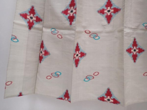 Photo4: 6206T06z350 Vintage Japanese Kimono Silk HITOE MEISEN KOMON  Light gray (4)