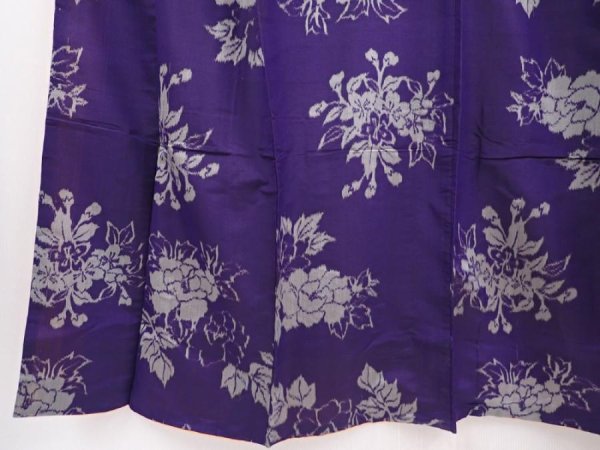 Photo4: 6206T08z460 Vintage Japanese Kimono Silk MEISEN KOMON  Dark lavender blue (4)