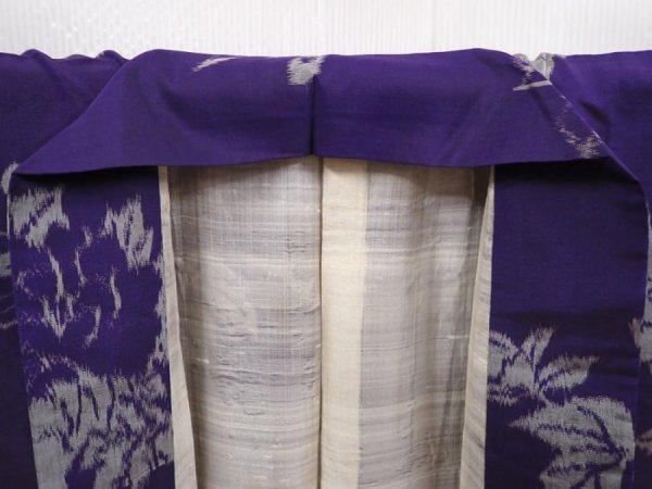 Photo7: 6206T08z460 Vintage Japanese Kimono Silk MEISEN KOMON  Dark lavender blue (7)