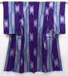 Photo1: 6206T09z620 Vintage Japanese Kimono Silk MEISEN KOMON  Dark lavender (1)