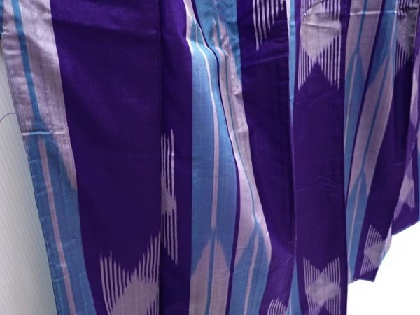 Photo3: 6206T09z620 Vintage Japanese Kimono Silk MEISEN KOMON  Dark lavender (3)