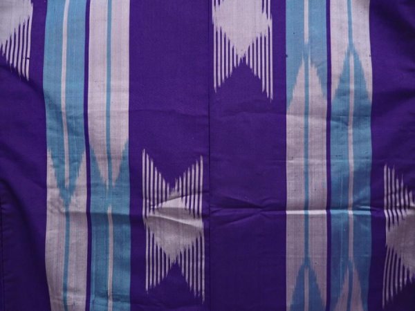 Photo5: 6206T09z620 Vintage Japanese Kimono Silk MEISEN KOMON  Dark lavender (5)