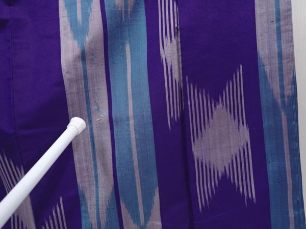 Photo7: 6206T09z620 Vintage Japanese Kimono Silk MEISEN KOMON  Dark lavender (7)