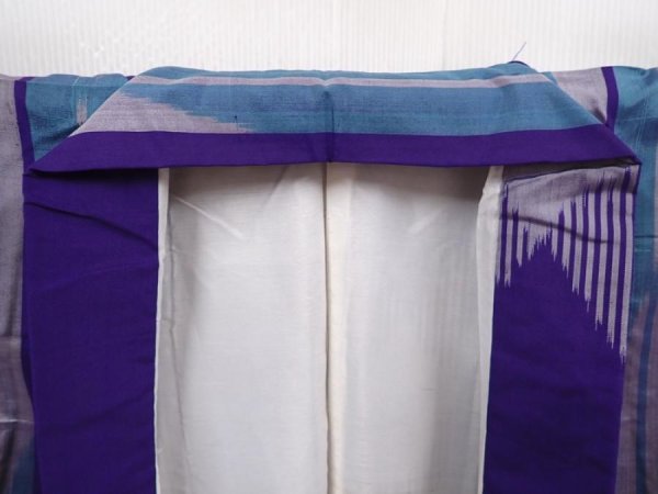 Photo8: 6206T09z620 Vintage Japanese Kimono Silk MEISEN KOMON  Dark lavender (8)