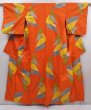 Photo1: 6206T10z710 Vintage Japanese Kimono Silk MEISEN KOMON  Dark orange (1)