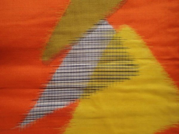 Photo6: 6206T10z710 Vintage Japanese Kimono Silk MEISEN KOMON  Dark orange (6)