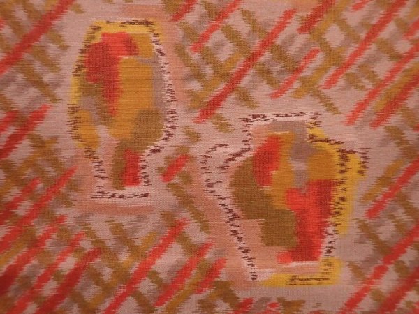 Photo6: 6206T11z610 Vintage Japanese Kimono Silk MEISEN KOMON Vase Dark coral (6)