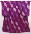 Photo1: 6206T12z550 Vintage Japanese Kimono Silk MEISEN KOMON  Purple (1)