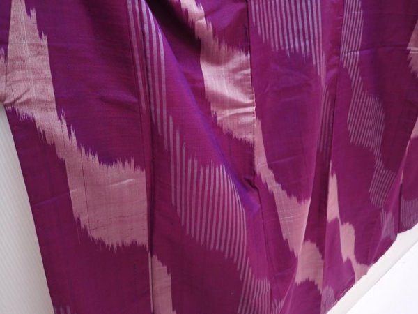 Photo3: 6206T12z550 Vintage Japanese Kimono Silk MEISEN KOMON  Purple (3)