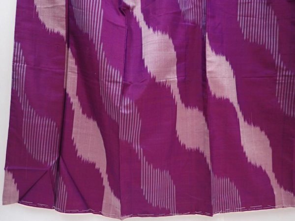 Photo4: 6206T12z550 Vintage Japanese Kimono Silk MEISEN KOMON  Purple (4)