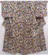 Photo1: 6206T13z670 Vintage Japanese Kimono Silk MEISEN KOMON  Gray (1)