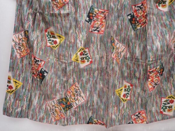 Photo4: 6206T14z670 Vintage Japanese Kimono Silk MISEN KOMON Flower Gray (4)