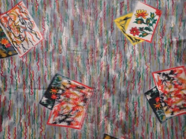 Photo5: 6206T14z670 Vintage Japanese Kimono Silk MISEN KOMON Flower Gray (5)