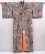 Photo8: 6206T14z670 Vintage Japanese Kimono Silk MISEN KOMON Flower Gray (8)