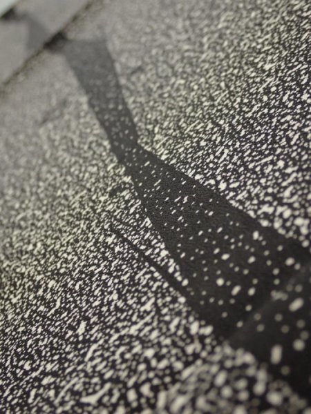 Photo5: 2Q02z60  Japanese Kimono Silk  FABRIC Plum tree Black 41.3x14.8 (5)