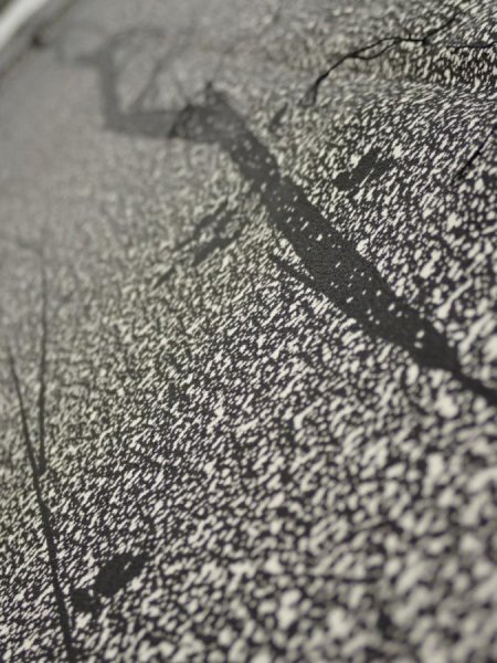 Photo4: 2Q03z90  Japanese Kimono Silk  FABRIC Plum tree Black 65.0x14.8 (4)