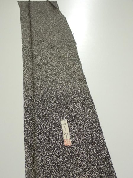 Photo3: 2Q05z40  Japanese Kimono Silk  FABRIC  Black Off-white 60.6x7.3 (3)