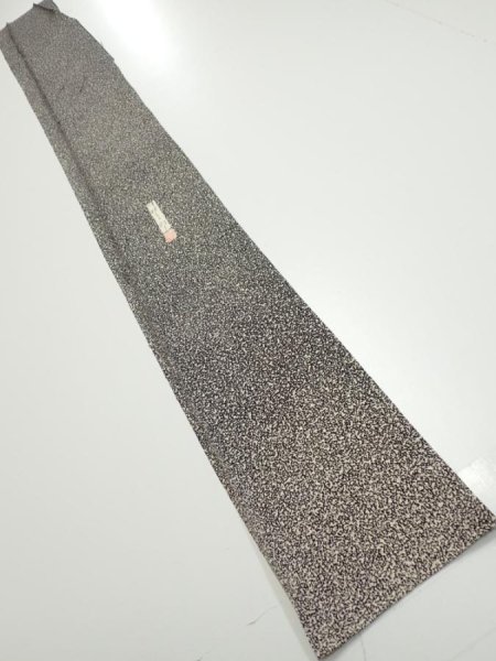 Photo5: 2Q05z40  Japanese Kimono Silk  FABRIC  Black Off-white 60.6x7.3 (5)