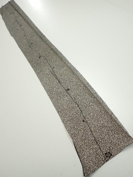 Photo4: 2Q06z40  Japanese Kimono Silk  FABRIC Plum branch Black Off-white 61.0x7.3 (4)