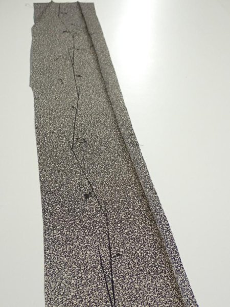 Photo5: 2Q06z40  Japanese Kimono Silk  FABRIC Plum branch Black Off-white 61.0x7.3 (5)