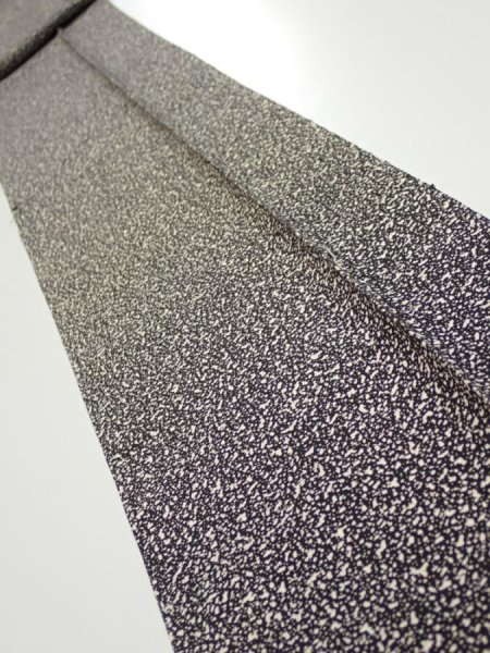 Photo1: 2Q07z60  Japanese Kimono Silk  FABRIC  Black Off-white 83.5x7.1 (1)