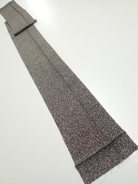 Photo2: 2Q07z60  Japanese Kimono Silk  FABRIC  Black Off-white 83.5x7.1 (2)