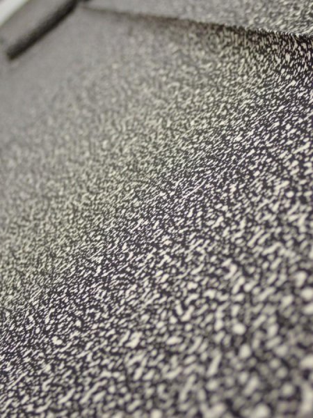 Photo3: 2Q07z60  Japanese Kimono Silk  FABRIC  Black Off-white 83.5x7.1 (3)