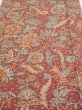 Photo1: 2Q06z90  Japanese Kimono Silk  FABRIC Flowers Bird  66.1x15.0 (1)
