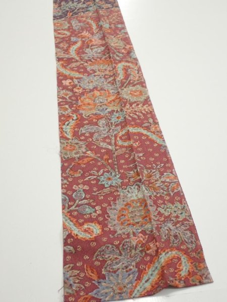 Photo2: 2Q09z60  Japanese Kimono Silk  FABRIC Flowers  81.9x7.3 (2)