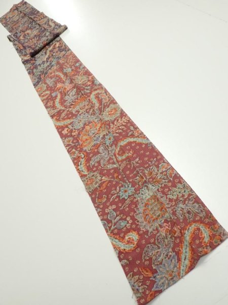 Photo5: 2Q09z60  Japanese Kimono Silk  FABRIC Flowers  81.9x7.3 (5)