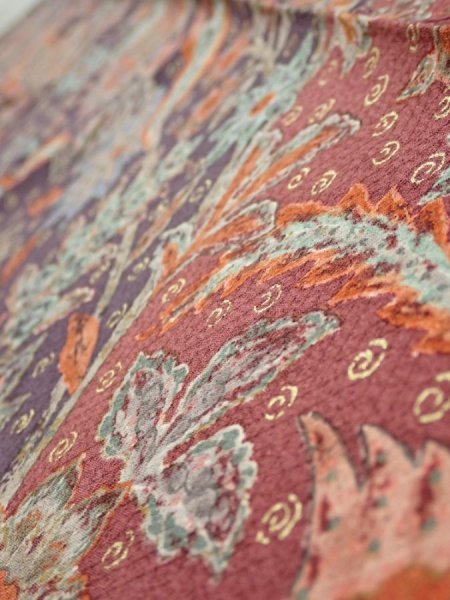 Photo4: 2Q10z30  Japanese Kimono Silk  FABRIC Flowers  41.3x7.3 (4)