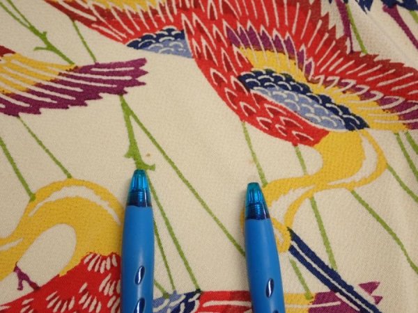 Photo6: 2N01z60  Japanese Kimono Crepe Silk  FABRIC Crane Light cream 40.2x14.0 (6)