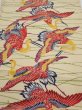 Photo1: 2N02z70  Japanese Kimono Crepe Silk  FABRIC Crane Light cream 42.5x14.4 (1)