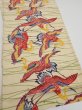 Photo2: 2N02z70  Japanese Kimono Crepe Silk  FABRIC Crane Light cream 42.5x14.4 (2)