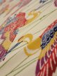 Photo4: 2N02z70  Japanese Kimono Crepe Silk  FABRIC Crane Light cream 42.5x14.4 (4)