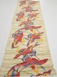 Photo5: 2N02z70  Japanese Kimono Crepe Silk  FABRIC Crane Light cream 42.5x14.4 (5)