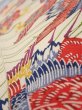 Photo4: 2N06z50  Japanese Kimono Crepe Silk  FABRIC Crane Light cream 34.3x14.2 (4)