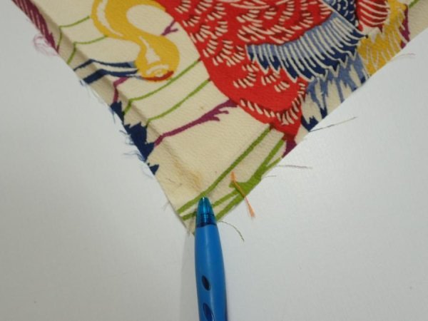 Photo6: 2N07z50  Japanese Kimono Crepe Silk  FABRIC Crane Light cream 60.6x7.1 (6)