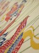 Photo4: 2N08z50  Japanese Kimono Crepe Silk  FABRIC Crane Light cream 60.6x7.1 (4)