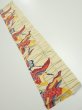 Photo1: 2N10z30  Japanese Kimono Crepe Silk  FABRIC Crane Light cream 37.4x6.9 (1)