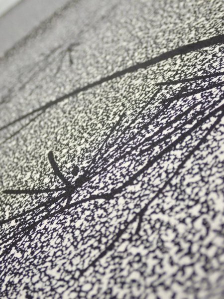 Photo4: 2N01z70  Japanese Kimono Silk  FABRIC Pine Black Off-white 43.7x14.8 (4)