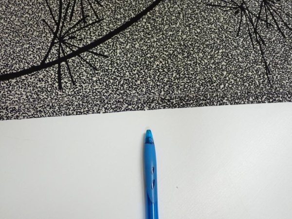 Photo6: 2N01z70  Japanese Kimono Silk  FABRIC Pine Black Off-white 43.7x14.8 (6)