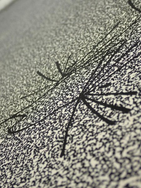 Photo4: 2N02z80  Japanese Kimono Silk  FABRIC Pine Black Off-white 56.7x14.8 (4)