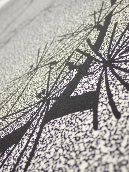 Photo4: 2N04z90  Japanese Kimono Silk  FABRIC Pine Black Off-white 64.6x14.8 (4)