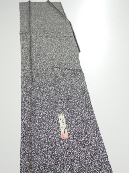 Photo3: 2N05z40  Japanese Kimono Silk  FABRIC  Black Off-white 59.1x7.3 (3)