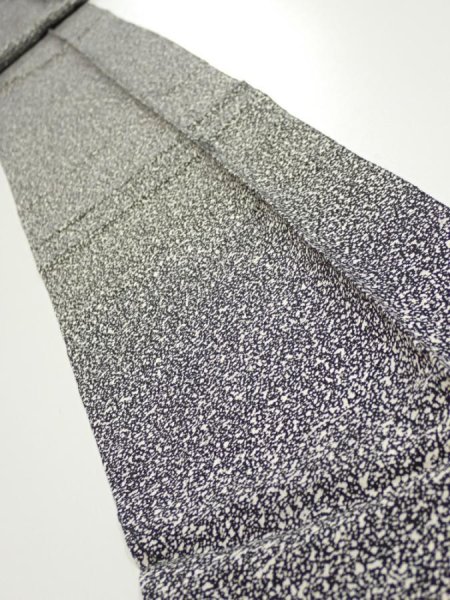 Photo1: 2N06z60  Japanese Kimono Silk  FABRIC  Black Off-white 83.5x7.1 (1)