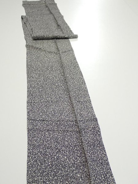 Photo5: 2N06z60  Japanese Kimono Silk  FABRIC  Black Off-white 83.5x7.1 (5)